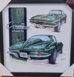 E25113 1965 C2 CORVETTE SCREEN PRINT SHADOW BOX SIGN ART